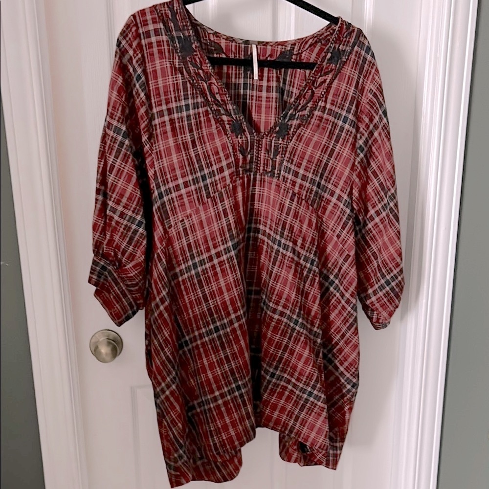 Free People Red Plaid Top Dress